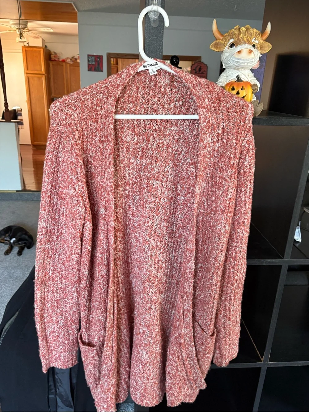 BB Dakota Marled Rust Open-Front Cardigan Sweater
